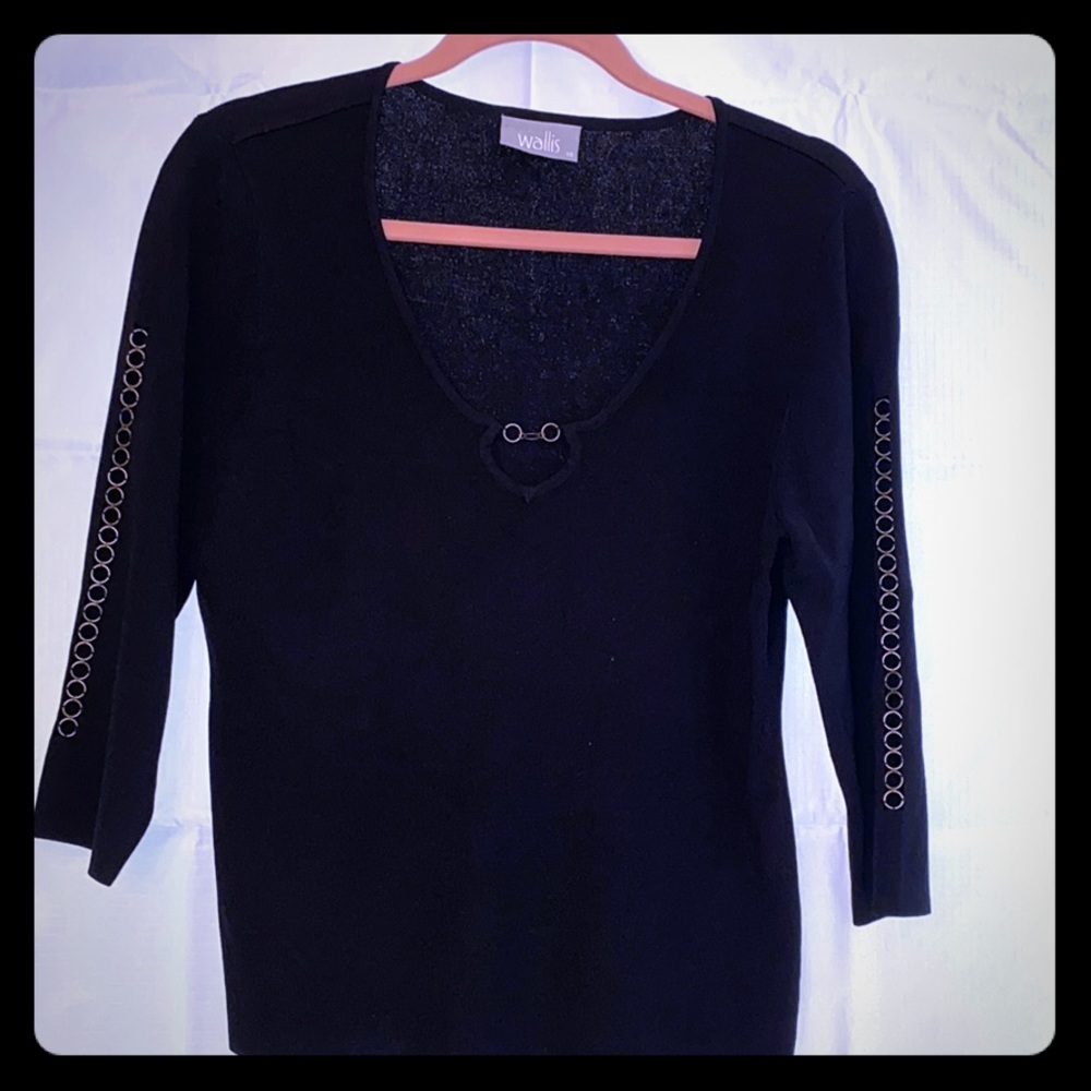 Black Wallis sweater with brass accents